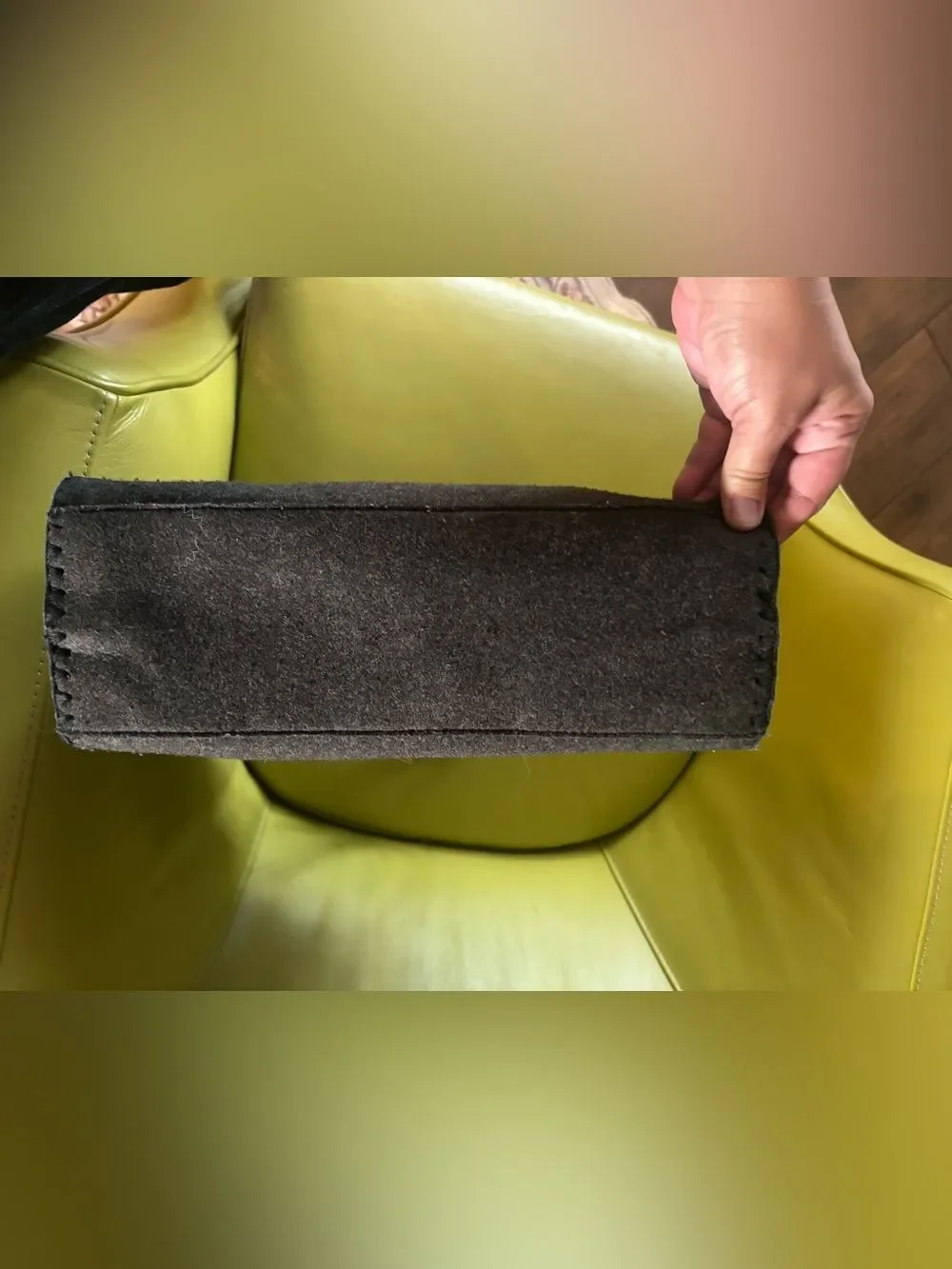 Tory Burch Ella Stitched Mini Tote – Charcoal Wool Felt
